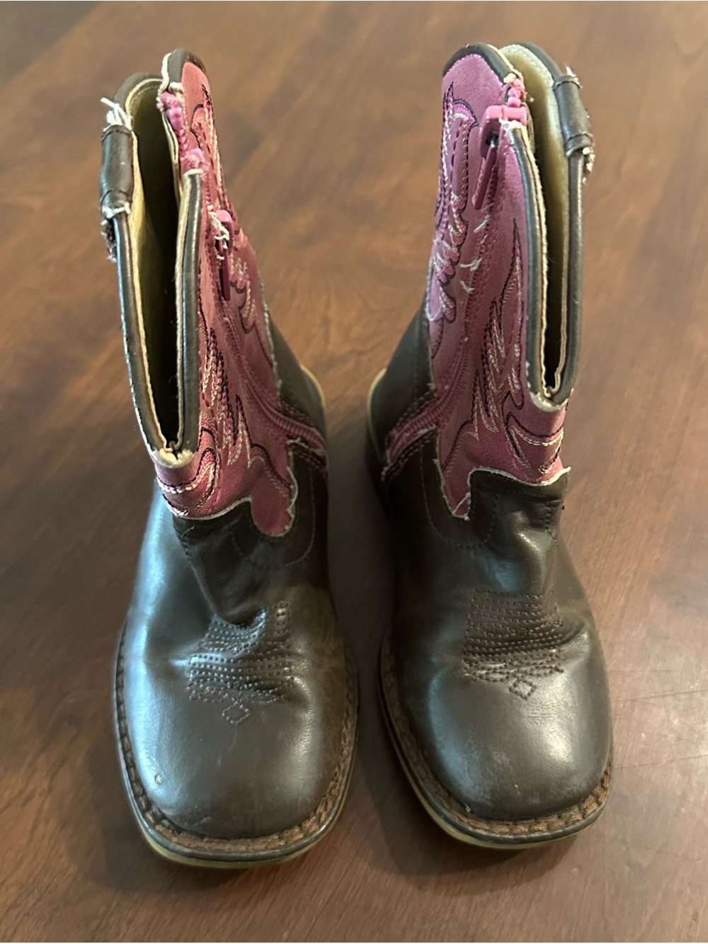 Roper Brown Foot Pink Embroidered Shaft Girls Cowboy Boots